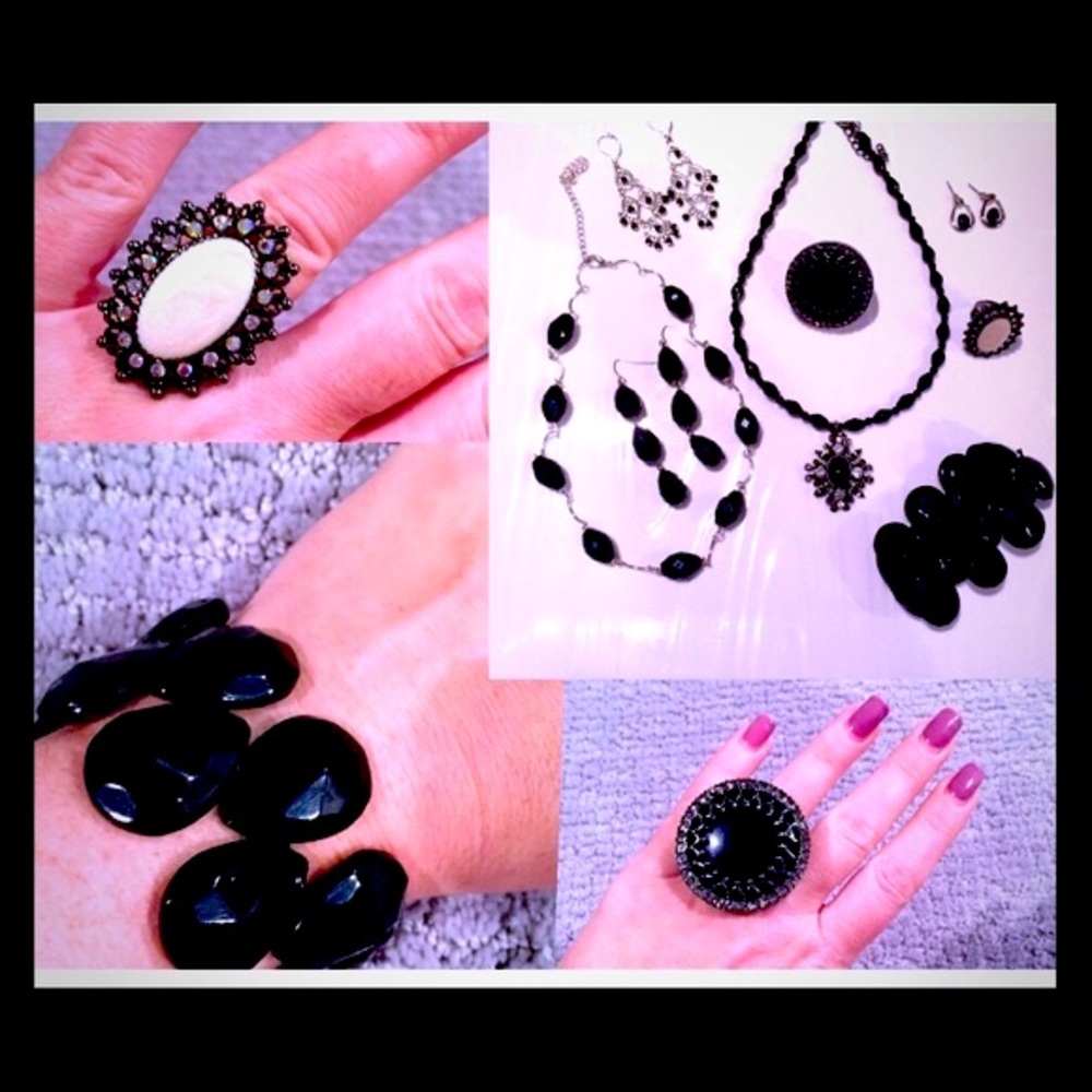lot of black dress jewelry